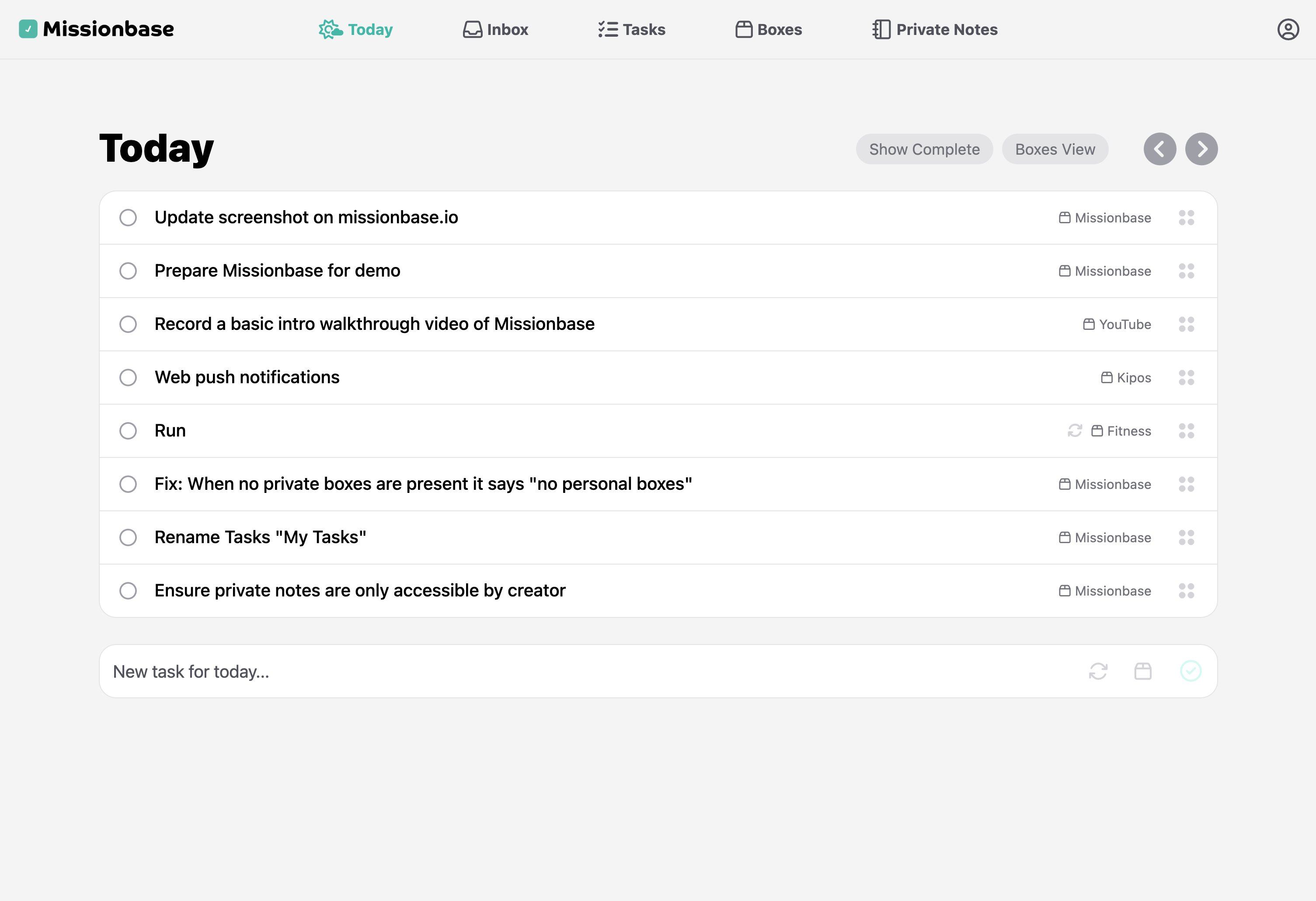Missionbase app screenshot